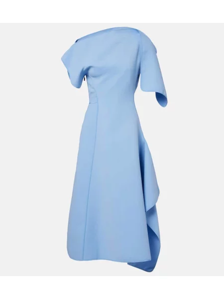 Sukienka midi Maticevski drapowana do kolan garniturowa niebieska