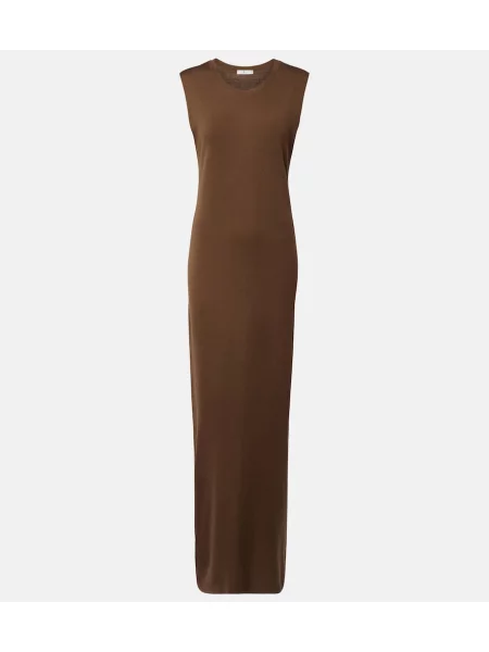 Rochie maxi The Row de mătase maro