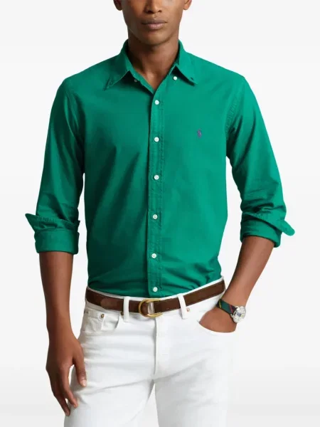Tricou polo Polo Ralph Lauren cu autograf cu 5 buzunare în carouri gri