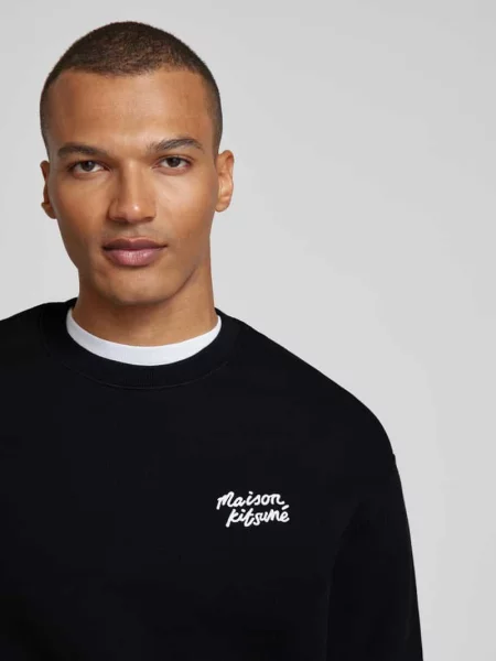 Bluza z wyhaftowanym logo Maison Kitsune czarna