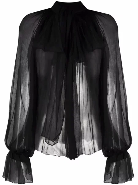 Bluză Atu Body Couture cu funde de mătase negru