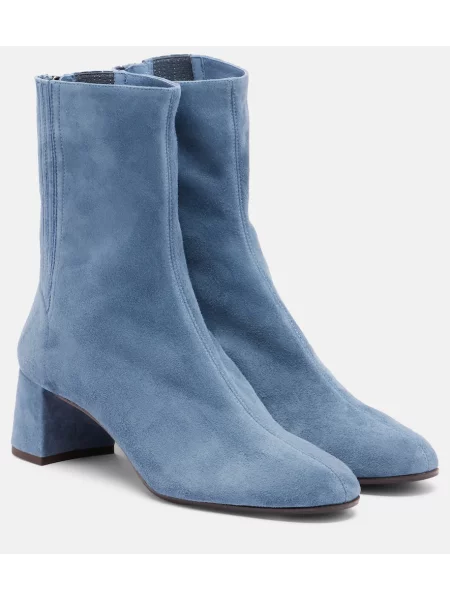 Cizme scurte Aquazzura din piele de căprioară albastru