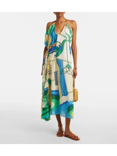 Rochie midi Tory Burch de mătase cu imagine