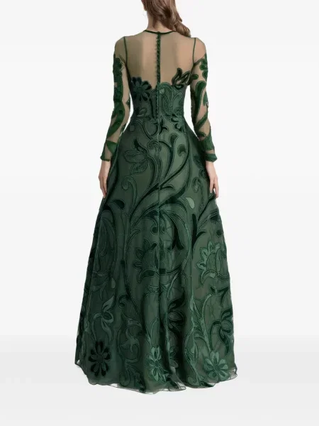 Rochie Gemy Maalouf de catifea cu aplicații verde