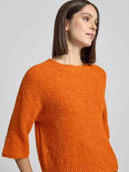 Sweter z dzianiny z rękaw o dł. Rich & Royal pomarańczowy