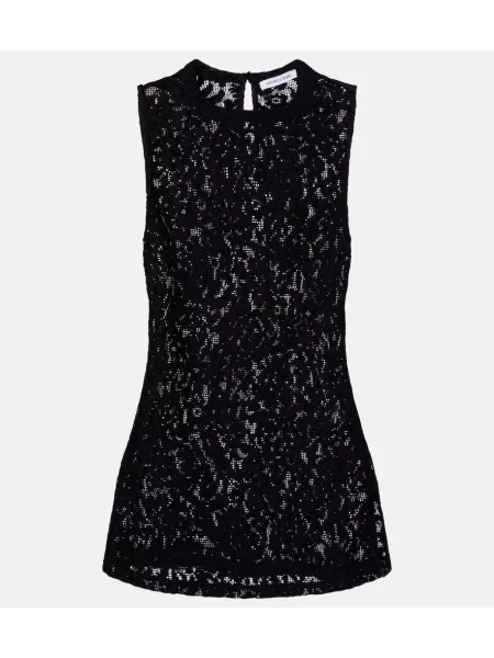 Top Veronica Beard cu model floral din dantelă negru