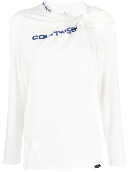 Top Courreges din jerseu asimetric alb