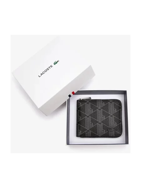Lniany portfel Lacoste czarny