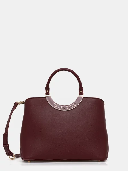 Lniana torebka Valentino Bags czerwona