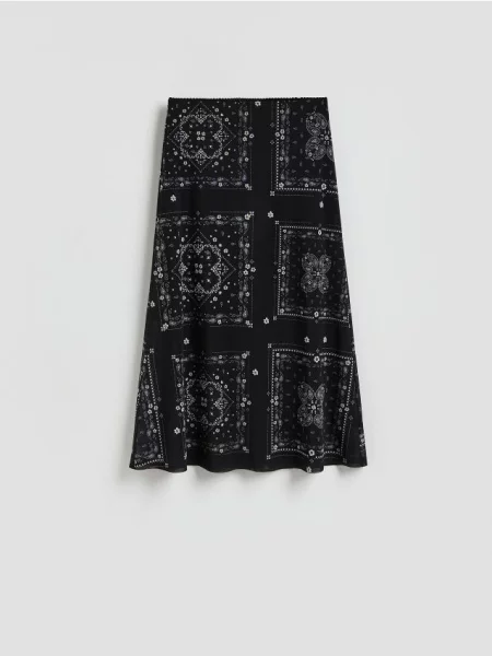 Reserved Fustă midi imprimată negru