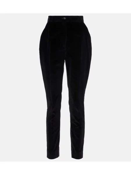 Pantaloni cu talie înaltă Dolce&gabbana cu talie înaltă de catifea negru