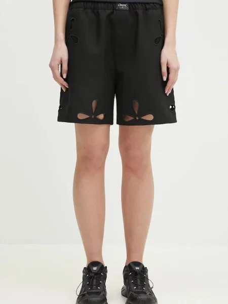 Coperni pantaloni scurti Petal Embroidered Cut-Out femei cu imprimeu high waist negru