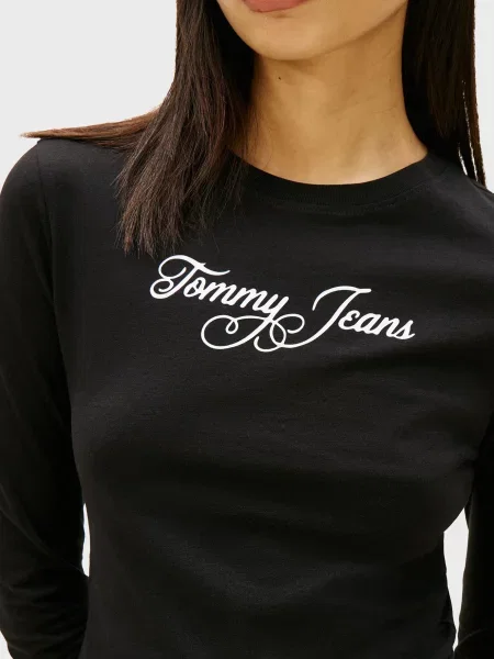 Лонгслив Tommy Jeans с автографом черный