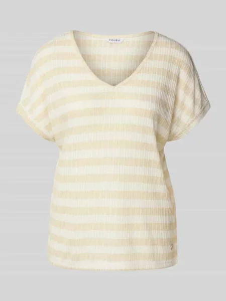 T-shirt z dekoltem w serek Zabaione beżowa