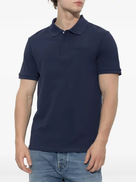 Tricou polo Balmain cu broderie albastru