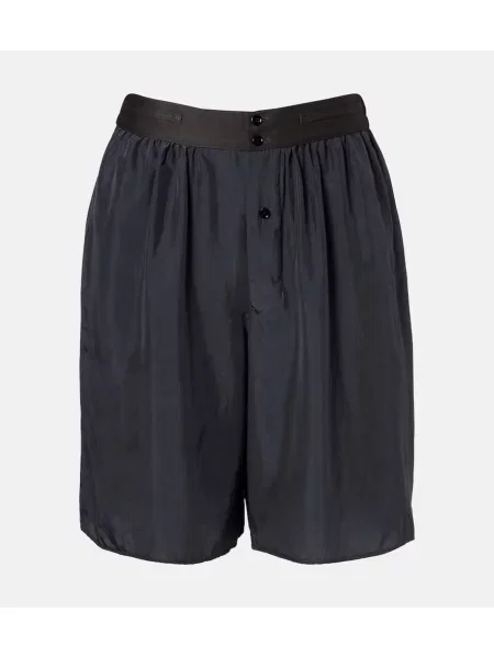 Bermude Lemaire cu talie înaltă de mătase gri