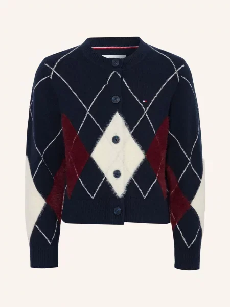 Tommy Hilfiger Pletený Svetr tmavě modrá / tmavě červená bílá