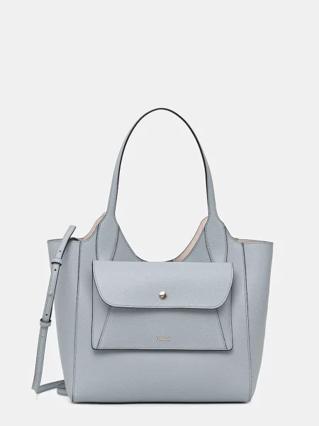 Furla klasična torbica usnjena Lea S Tote modra