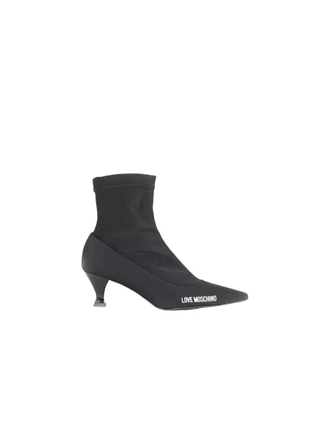 Botki Love Moschino skórzane z logo czarne