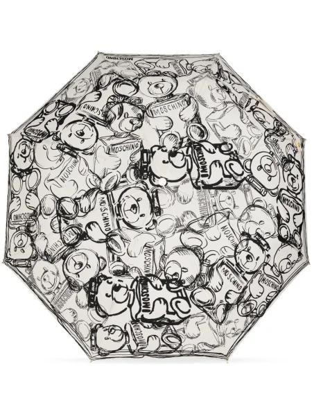 Ursuleț de pluș umbrelă Moschino cu imagine alb