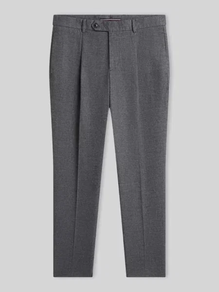 Spodnie z zakładkami w pasie o kroju tapered fit z mieszanki bawełny Tommy Hilfiger