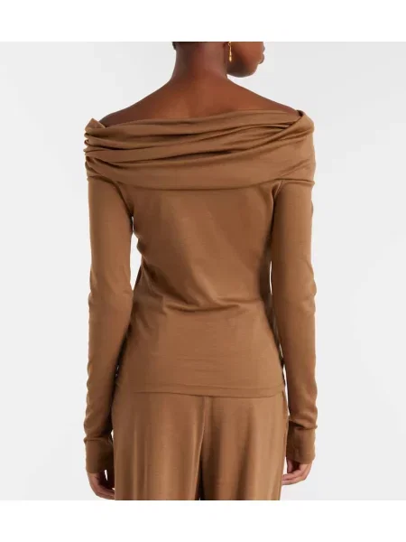 Top Max Mara de lână drapat maro