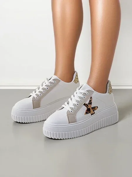 Sneakerși Resti cu platformă alb