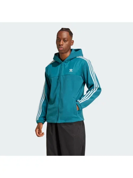 Mikina Adicolor Teddy Fleece tyrkysová