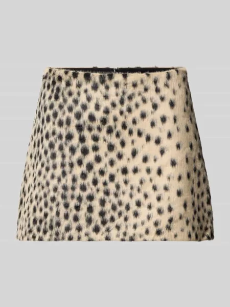 Spódnica mini ze sztucznego futra ze zwierzęcym nadrukiem Gina Tricot