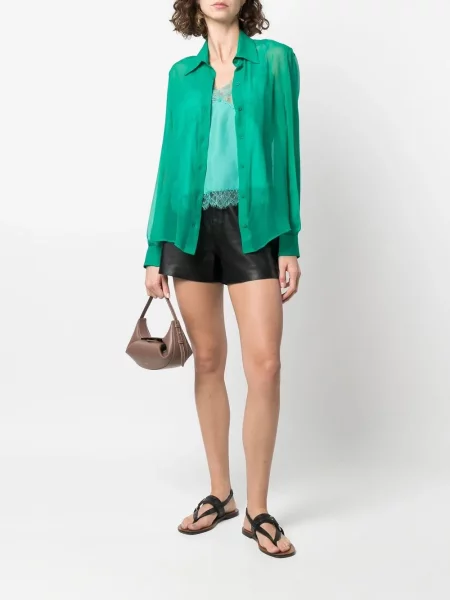 Cămașă Alberta Ferretti de mătase verde
