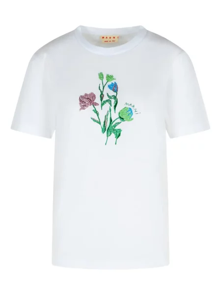 Tricou Marni cu model floral alb