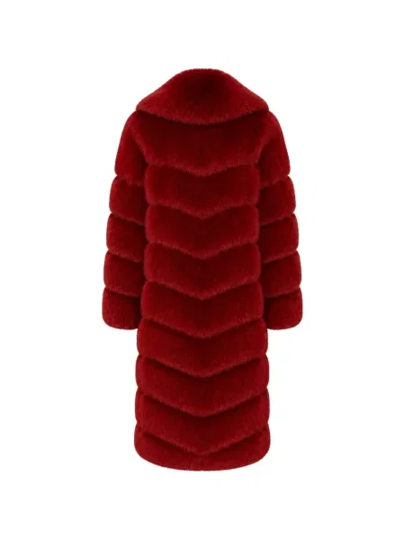 Palton de blană Ow Collection cu blană roșu