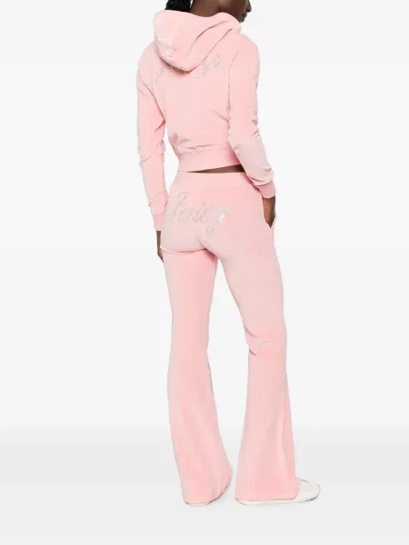 Pantaloni Sporty & Rich din velur alergare cu autograf roz