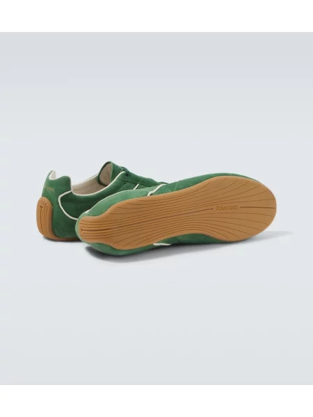 Sneakerși Tom Ford din piele de căprioară verde