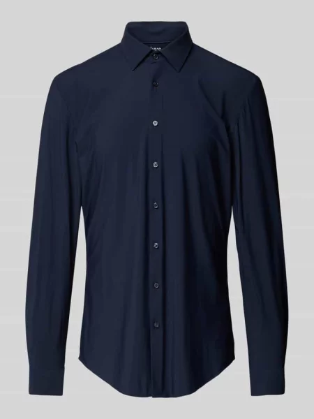 Koszula biznesowa o kroju slim fit z kołnierzykiem typu kent Jake*s granatowa
