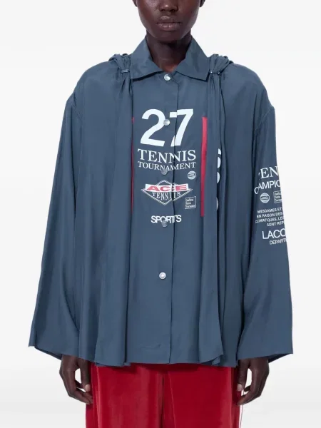 Cămașă Lacoste cu glugă cu imagine gri
