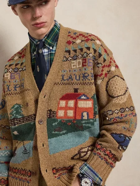 Polo Ralph Lauren ζακέτα μάλλινη ανδρική μπεζ