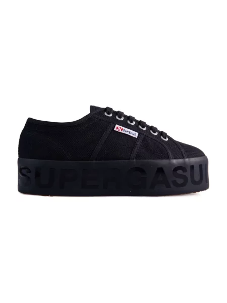 Sneakersy Superga 2790 na platformie z nadrukiem czarne