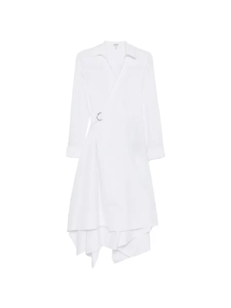 Rochie midi Loewe cu decolteu în V până la genunchi de costum alb