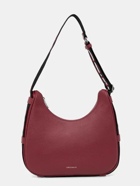 Kožená kabelka Coccinelle RAQUEL vínová