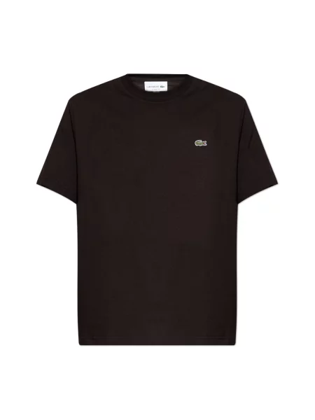 T-shirt o regularnym kroju z czystej bawełny Lacoste brązowa