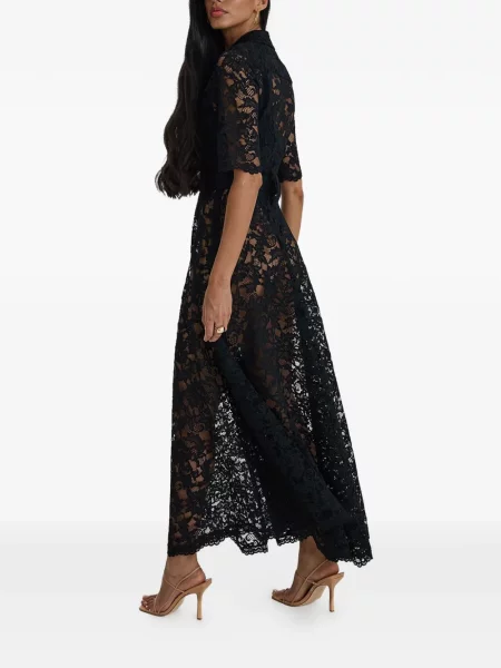 Cu centură rochie maxi Moos Studio din dantelă negru