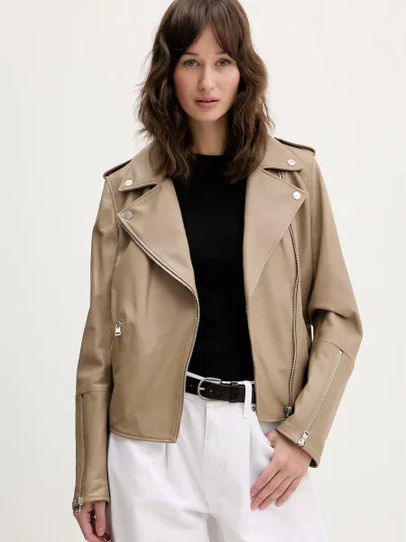 Kurtka skórzana Hugo beżowa
