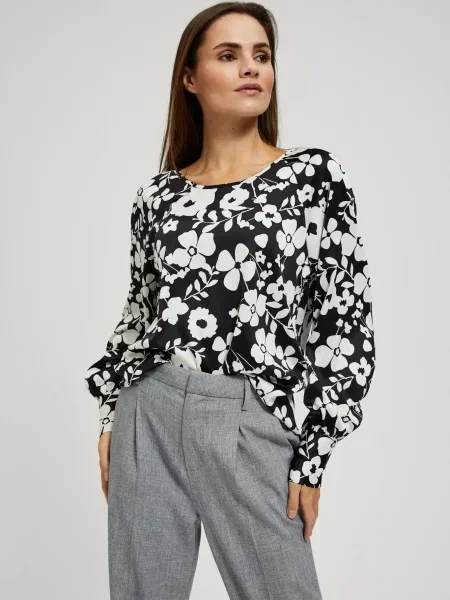 Cămașă Moodo cu model floral cu imagine negru