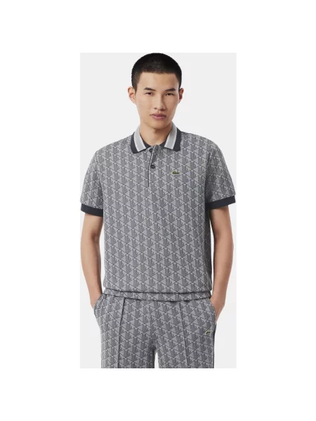 Polo Lacoste Col Bord-Cotes szary S czarny