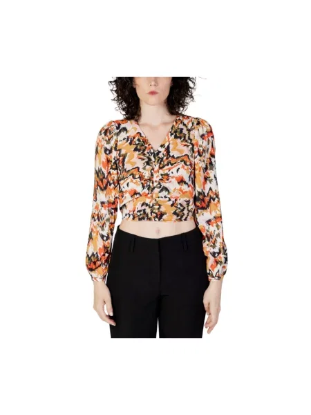 Bluzka Only z długim rękawem o krotszym kroju z dekoltem w serek czarna