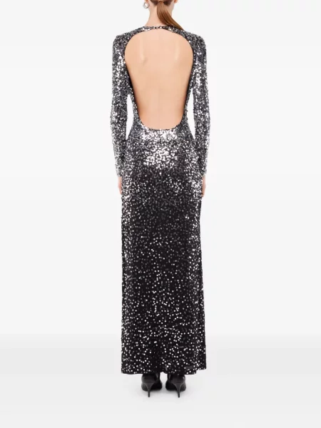Rochie maxi Rabanne cu paiete lungă de costum argintiu