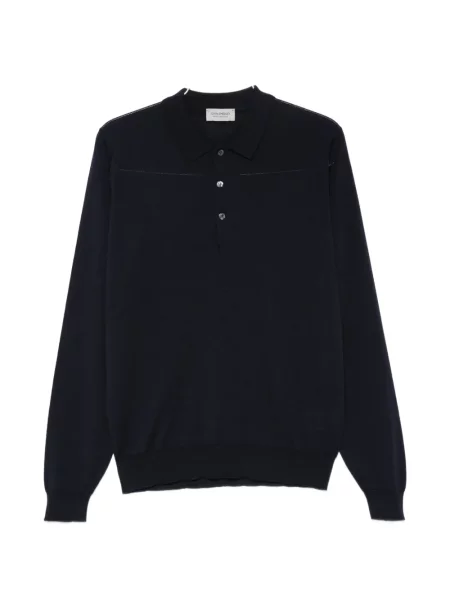 Lung tricou polo John Smedley albastru