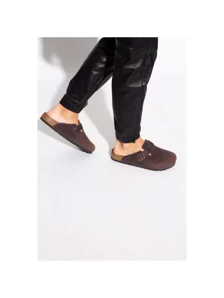 Klapki Birkenstock skórzane brązowe