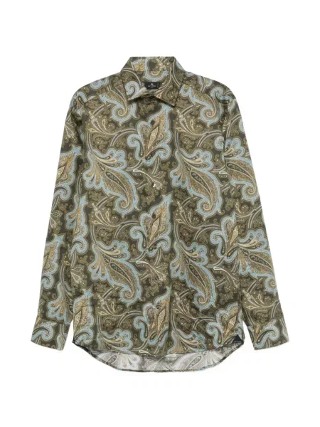 Cămașă Etro cu imagine cu model paisley business verde